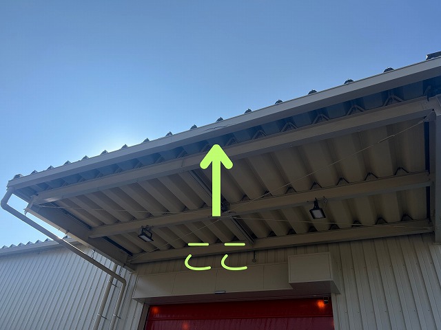 軒樋破損部の全景