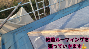 粘着ルーフィングを張っていきます