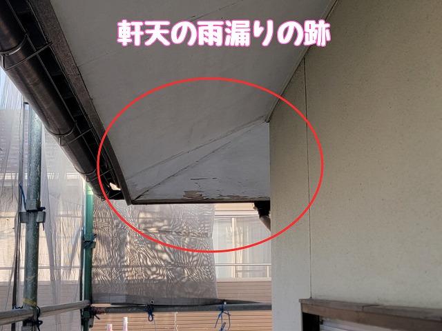 軒天の雨漏り跡