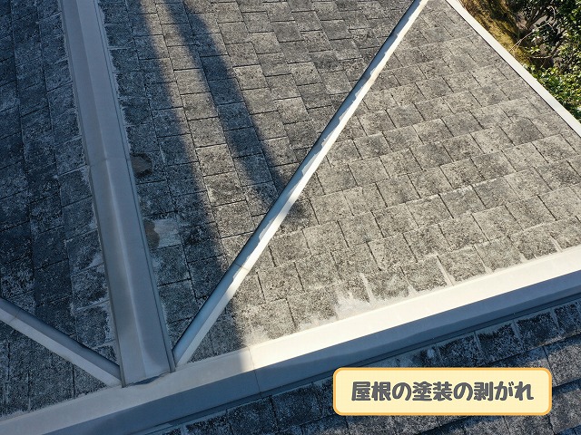 塗装が剥がれた屋根面