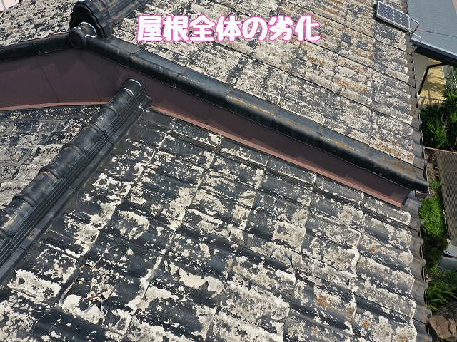 谷部周辺の劣化屋根