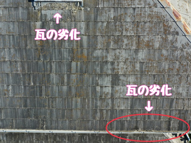 多治見市市之倉町　瓦のひび