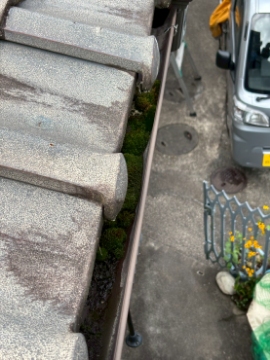 多治見市星ケ台で雨樋の排水不良を調査｜苔と詰まりを確認し雨樋交換をご提案