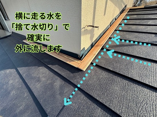 可児市緑ヶ丘にて捨て水切り施工完了の様子
