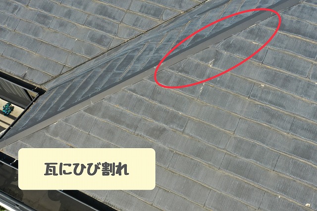 瓦のひび割れ 3