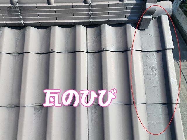 瓦のひび割れの状況