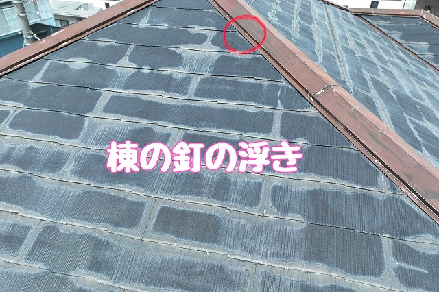 多治見市滝呂町　棟の釘の浮き