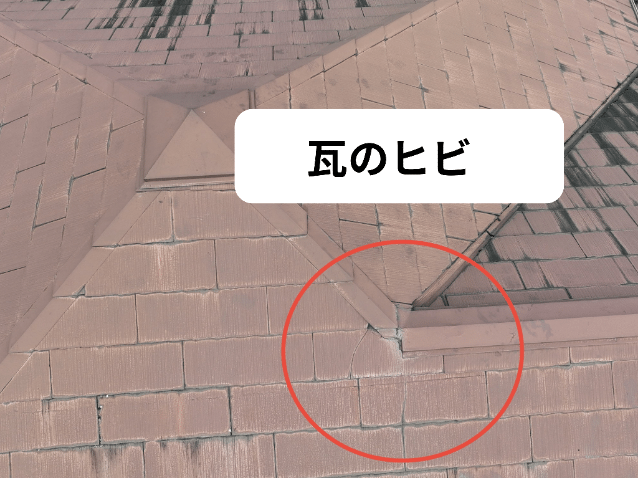 多治見市市之倉町　瓦のヒビ