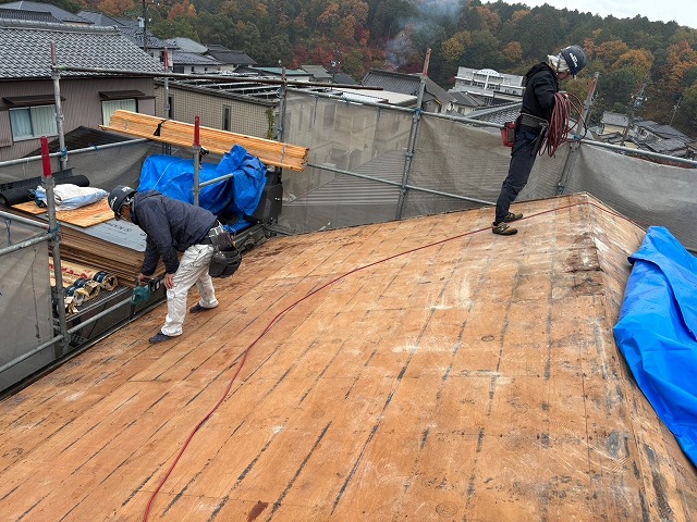 屋根　野地板の写真