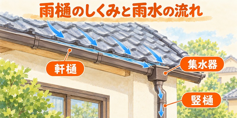 雨樋のしくみと雨水の流れ