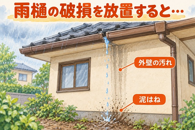 雨樋の破損を放置すると