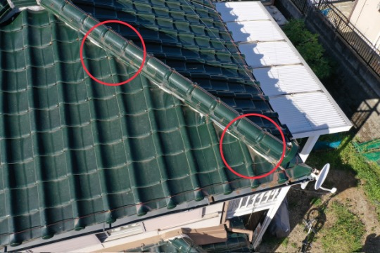 多治見市滝呂町 上から見た屋根の写真