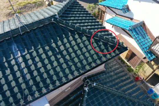 多治見市滝呂町 上から見た屋根の写真