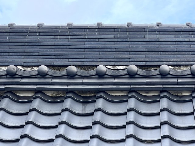春日井市の神社で漆喰はがれと棟のずれを確認｜屋根調査と修繕提案