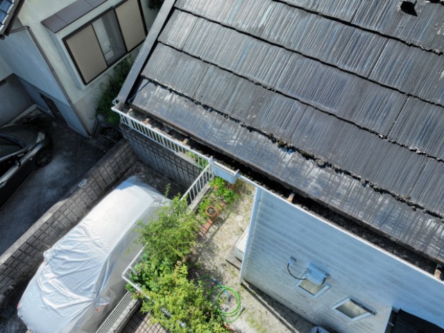 可児市皐ケ丘　瓦に苔