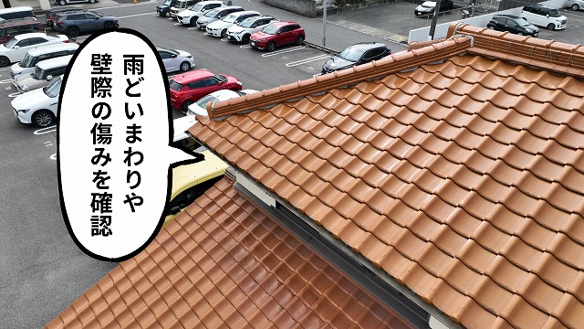 雨どいまわりや壁際の傷みの様子