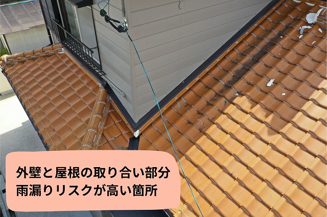 外壁と屋根の取り合い部分の劣化と雨漏りリスク