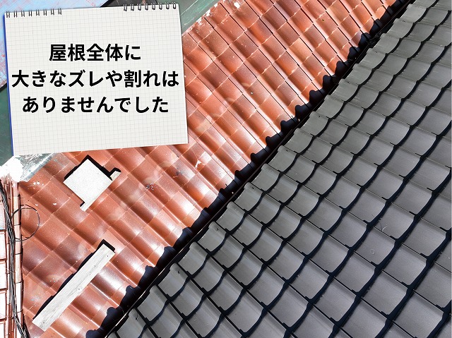 黒瓦屋根全体を広く撮影した様子