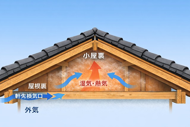 屋根内の小屋裏の図