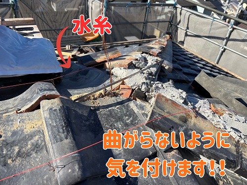 美濃加茂市にて銅線固定の様子