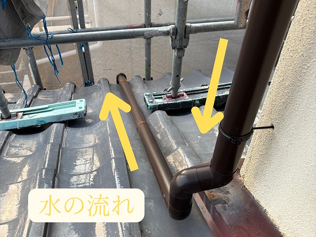 下屋の樋へ流す