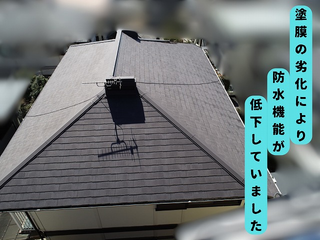 美濃加茂市にて調査したスレート屋根の塗膜劣化状況