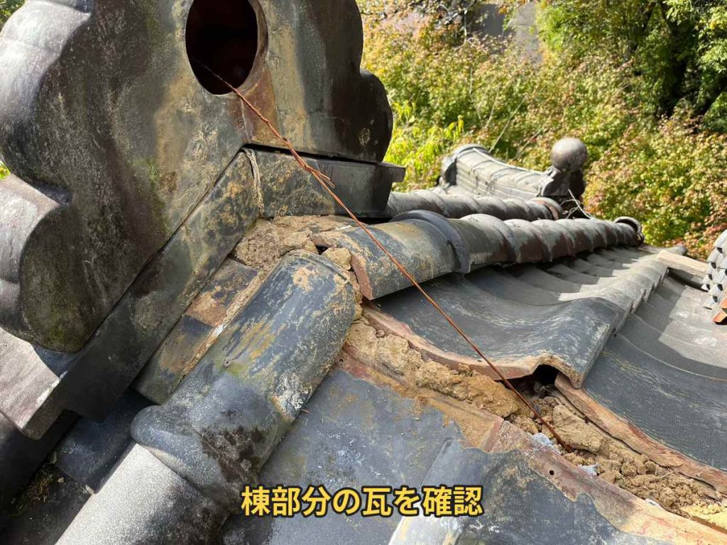 鬼瓦まわりの劣化確認