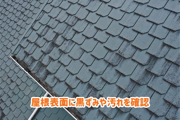美濃加茂市のスレート屋根に見られる黒ずみや斑点状の付着物