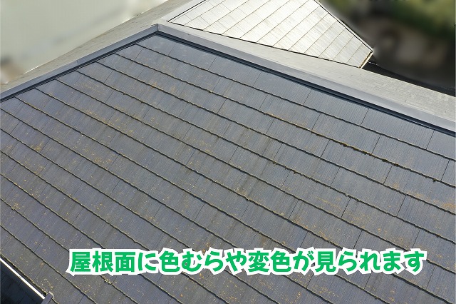 美濃加茂市のスレート屋根に見られる色むらや表面の変色