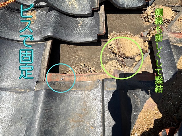 新しいホルマル銅線で緊結し直す