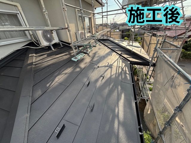 各務原市にてガルテクト施工後の完成した屋根の様子