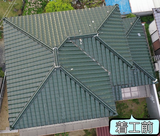 多治見市北丘町にて抜き替え工事をご契約頂いたお客様宅を現地調査した時のドローンによる上空写真。