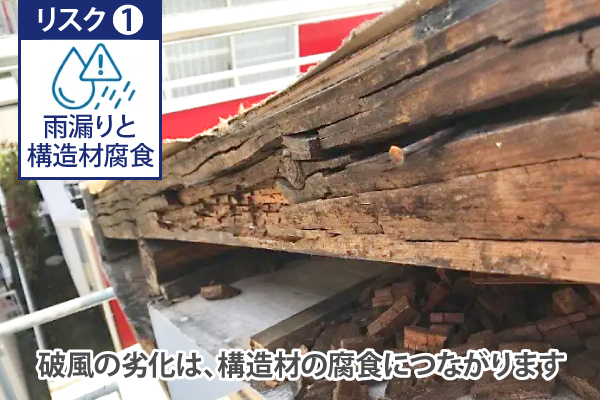 破風の劣化は、構造材の腐食につながります